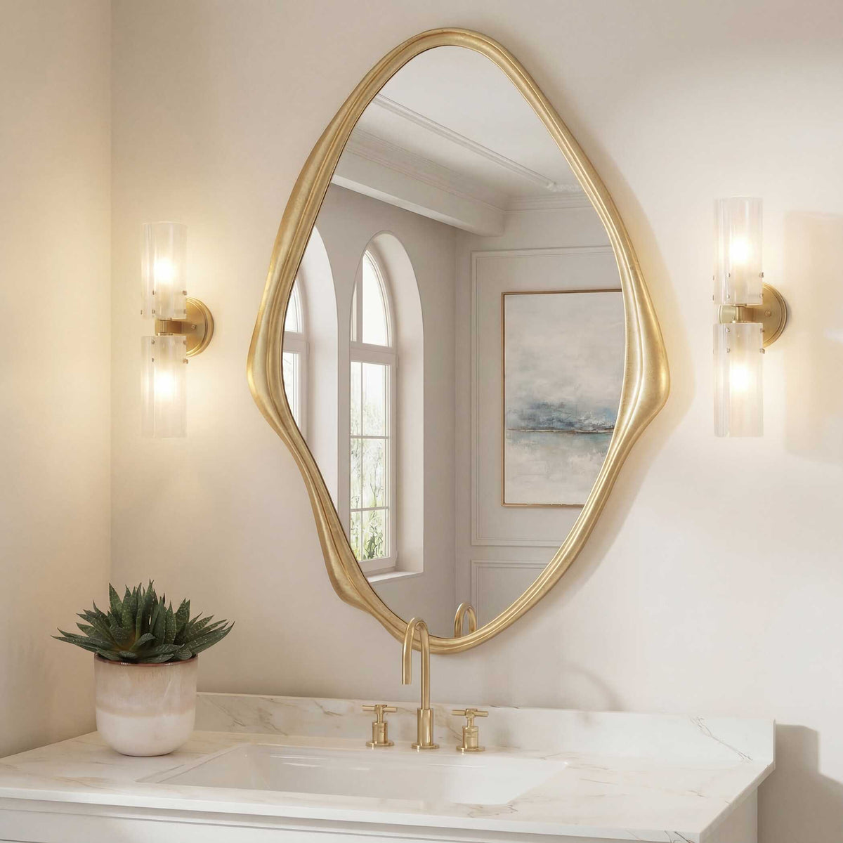 Aster Abstract Mirror - Gold by Uttermost - View 2