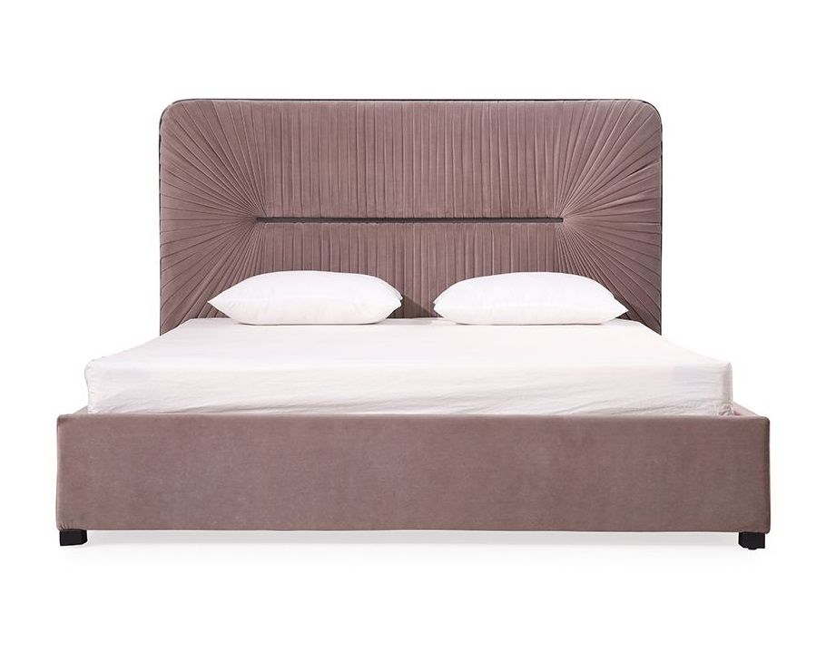 Eastern King Duke Modern Grey Velvet & Black Gun Chrome Bed