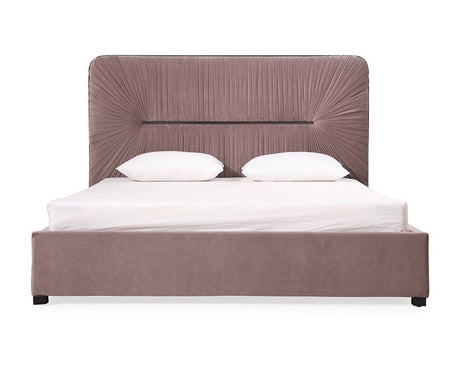 Eastern King Duke Modern Grey Velvet & Black Gun Chrome Bed