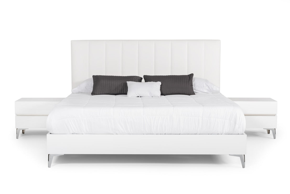 Angela Eastern King - Italian White Eco Leather Bed - View Image 1
