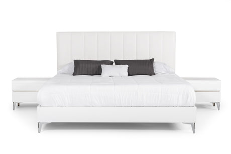 Angela Eastern King - Italian White Eco Leather Bed - View Image 1