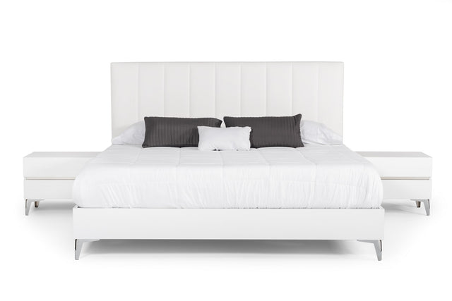 Angela Eastern King - Italian White Eco Leather Bed - View Image 1