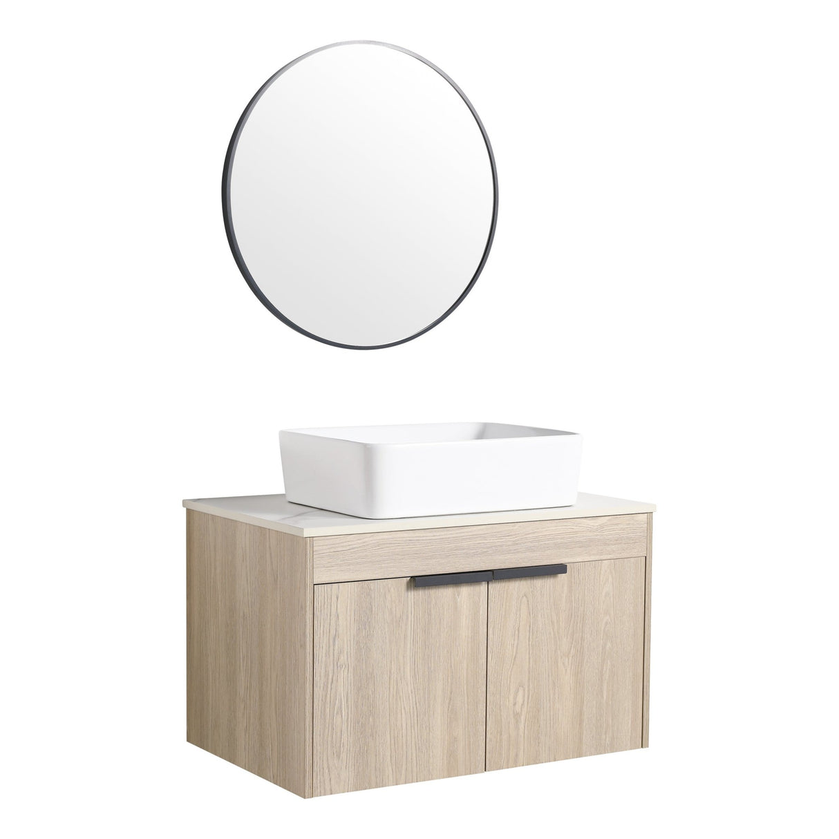 30 " Modern Design Float Bathroom Vanity With Ceramic Basin Set, Wall Mounted White Oak Vanity With Soft Close Door,KD - Packing，KD - Packing，2 Pieces Parcel（TOP - BAB110MOWH） - W999S00023 - image - 22