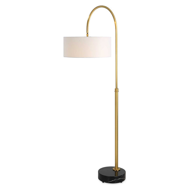 Huxford Brass Arch Floor Lamp - Yellow by Uttermost - View 1