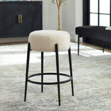 Arles Plush Counter Stool - Black / White by Uttermost - View 2