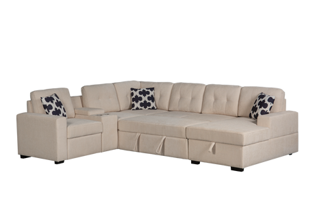 Multifunctional Modular L - Shaped Sectional Sofa with Built - in Cup Holders, Hidden Storage Compartments and Convertible Seating Design - sold by Home Elegance USA
