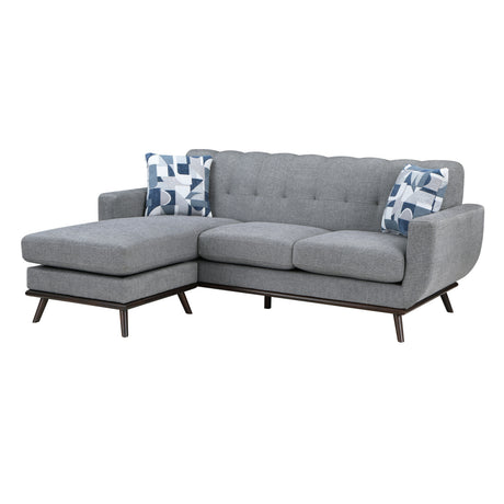 Solid Wood Reversible Sofa Chaise Gray Chenille Upholstered Decorative Pillows Mid-Century Modern Living Room Furniture 1pc - sold by Home Elegance USA