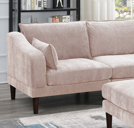 Beautiful 5pcs Modular Sectional Set 2x One Arm Chairs 2x Armless Chair 1x Ottoman Living Room Furniture Blush Pink Morgan Fabric - sold by Home Elegance USA