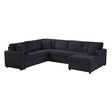 Oversized Sectional Sofa 115.3' U-Shaped Sofa with Chaise Lounge and Three Soft Throw Pillows, Black Corduroy Fabric - sold by Home Elegance USA