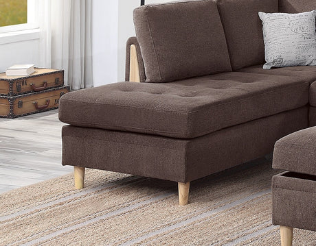 3-PCS Reversible Sectional Set Living Room Furniture Chocolate Color Chenille Couch Sofa, Reversible Chaise Ottoman - sold by Home Elegance USA