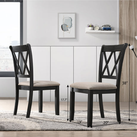 Arroyo 7-Piece Dining Set, Hairpin Dining Table with 6 Cross-back Chairs, Rich Black - sold by Home Elegance USA