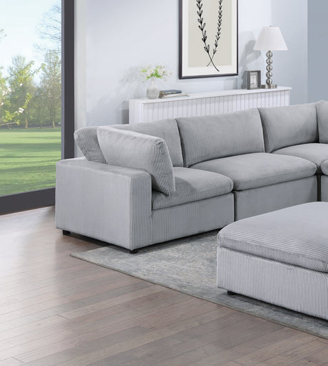 Dark Gray Color 6pc Modular Sectional Set Corduroy Upholstery Couch 3x Corner wedge 2x Armless Chairs 1x Ottoman Living Room Furniture - sold by Home Elegance USA