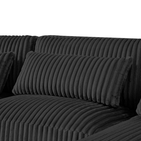 Modern Oversized U-shaped Sectional Sofa with Chaise Lounge Upholstered in Soft Black Corduroy - sold by Home Elegance USA