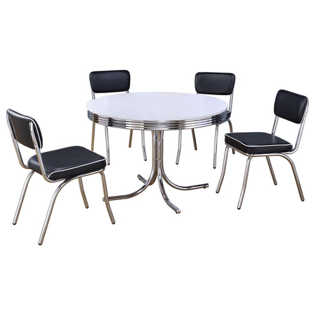 Marla White and Chrome 5-piece Dining Set - sold by Home Elegance USA