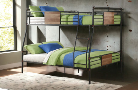 Brantley Sandy Black & Dark Bronze Hand-Brushed Finish Full XL/Queen Bunk Bed - sold by Home Elegance USA