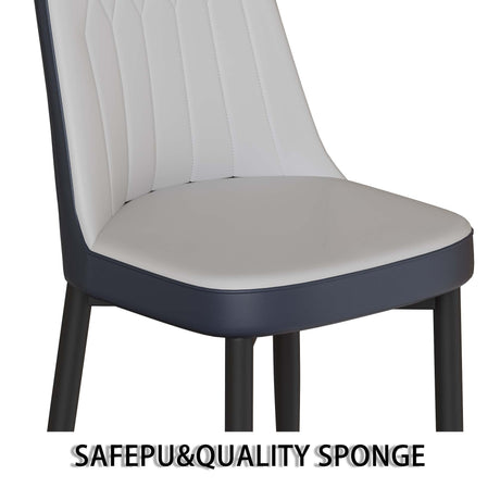 63 'medieval modern cream style MDF dining table and PU dining chair set 4. Assemble Desktop and black metal leg dining chair set, suitable for home&kitchen - sold by Home Elegance USA