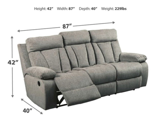 Fog Mitchiner REC Sofa w/Drop Down Table Microfiber | Ashley - Home Elegance USA