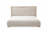 Corrico - Off White Velvet Modern Q Bed