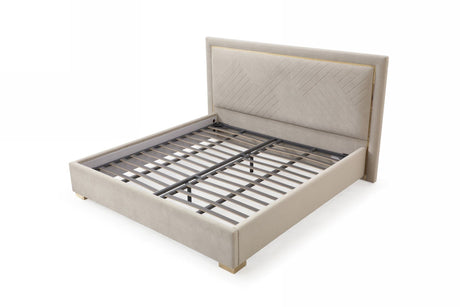Corrico Modern Off-White Velvet & Champagne Gold Bedroom Set – VIG Furniture - sold by Home Elegance USA