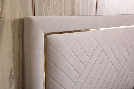Corrico Modern Off-White Velvet & Champagne Gold Bedroom Set – VIG Furniture - sold by Home Elegance USA