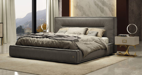 Hollywood Italian Contemporary Grey Nubuck Leather King Bed – VIG Furniture - sold by Home Elegance USA