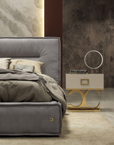 California King Hollywood - Italian Contemporary Grey Leather Bed