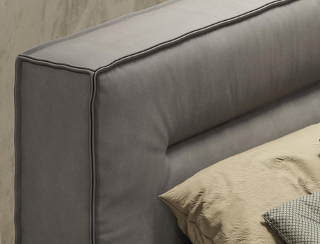 Hollywood Italian Contemporary Grey Nubuck Leather King Bed – VIG Furniture - sold by Home Elegance USA