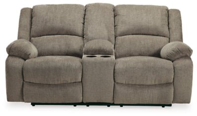 Ashley Pewter Draycoll DBL Rec Loveseat w/Console - Chenille - 7650594 - Home Elegance USA - 1