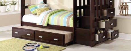 Allentown Espresso Finish Twin/Twin Bunk Bed W/Trundle & Storage - sold by Home Elegance USA