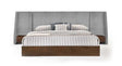 Eastern King Janice - Modern Grey Fabric and Walnut Bed and Nightstands - View Image 1