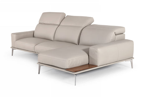 Villeneuve - Italian Modern Light Grey Leather Right Facing Sectional Sofa - View Image 1
