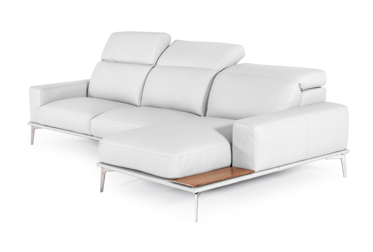 Lamod Italia Villeneuve - Modern White Italian Leather Sectional Sofa - Home Elegance USA