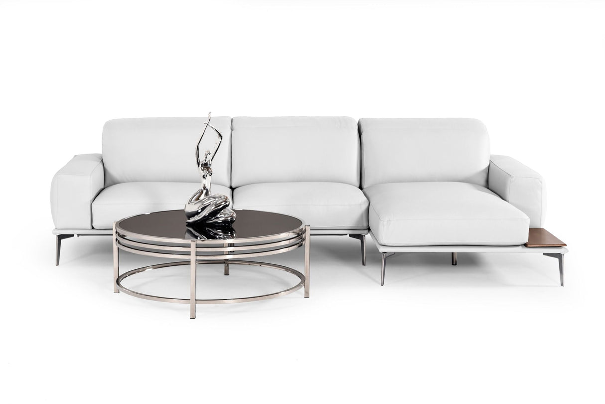 Lamod Italia Villeneuve - Modern White Italian Leather Sectional Sofa - Home Elegance USA