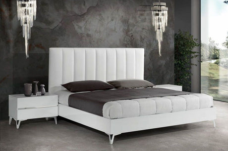 Nova Domus Angela Italian Modern White Eco Leather Bed WNightstands Vgacangela-Set-Nowings
