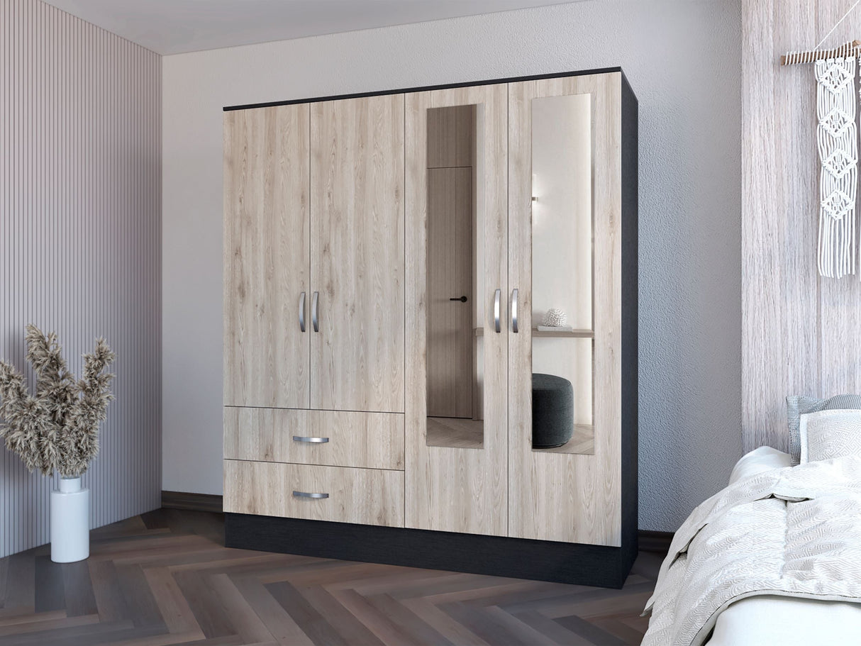 Armoire Ron, Bedroom, Black / Light Gray - sold by Home Elegance USA