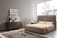 Moontide - Eastern King Glam Beige Velvet and Brushed Brass Bed - View Image 1