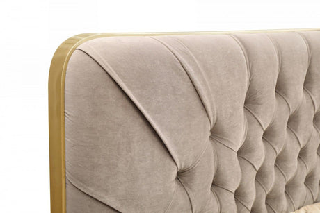 Moontide Glam Beige Velvet & Brushed Brass Bedroom Set – VIG Furniture - sold by Home Elegance USA