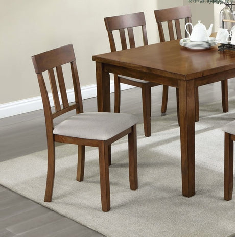Transitional Style 7pc Dining Table Set 1x Rectangle Table 6x Chairs Padded Seat Cushion Walnut And Beige Finish - sold by Home Elegance USA