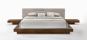 Tokyo - Queen Contemporary Walnut and Grey Platform Bed - View Image 1