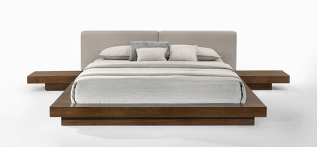 Tokyo - Queen Contemporary Walnut and Grey Platform Bed - View Image 1