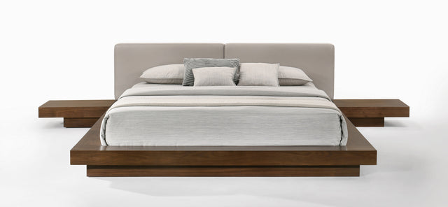 Tokyo - Queen Contemporary Walnut and Grey Platform Bed - View Image 1