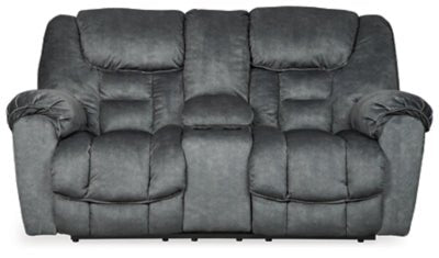 Ashley Granite Capehorn DBL Rec Loveseat w/Console - Microfiber | Home Elegance USA