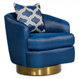 Modrest Niagra - Glam Blue and Gold Fabric Accent Chair