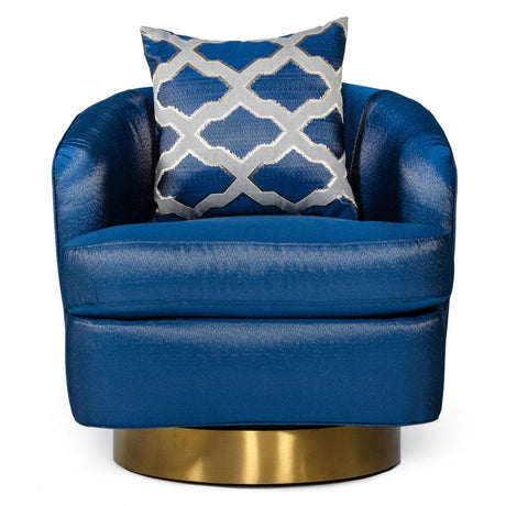 Modrest Niagra - Glam Blue and Gold Fabric Accent Chair