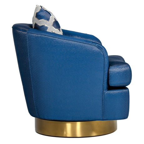 Modrest Niagra - Glam Blue and Gold Fabric Accent Chair