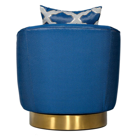Modrest Niagra - Glam Blue and Gold Fabric Accent Chair
