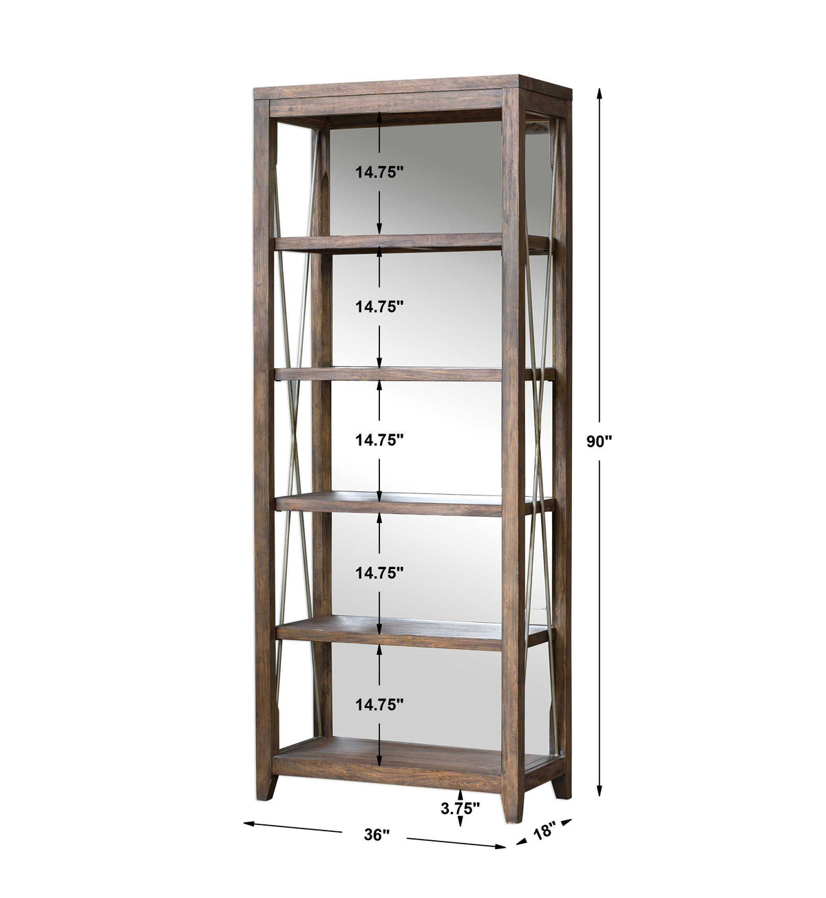 Delancey Weathered Oak Etagere - Dark Brown by Uttermost - View 6
