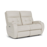 Strait Leather Power Reclining Loveseat With Power Headrests | Flexsteel