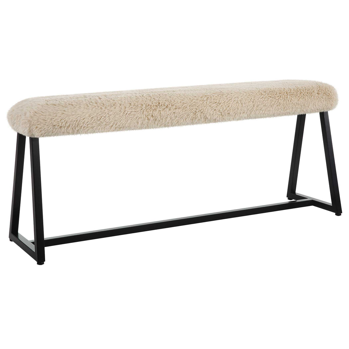 Taupo Sheepskin Bench - Beige / Black by Uttermost - View 4