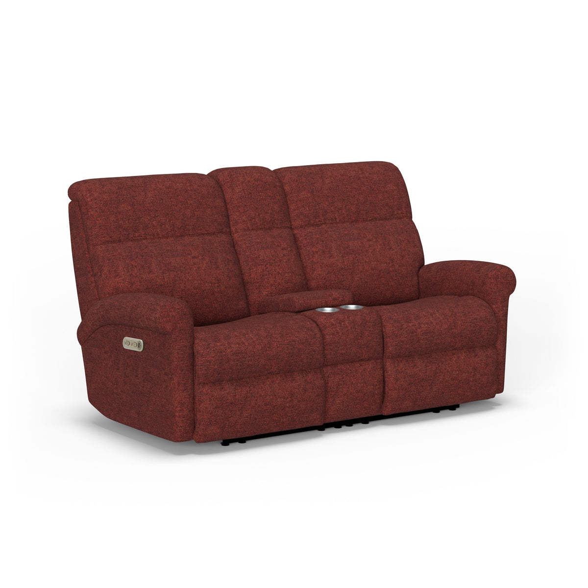 Davis Transitional Fabric Power Reclining Loveseat With Console & Power Headrests | Flexsteel